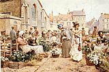 Flower Market in a French Town by Alfred Glendening